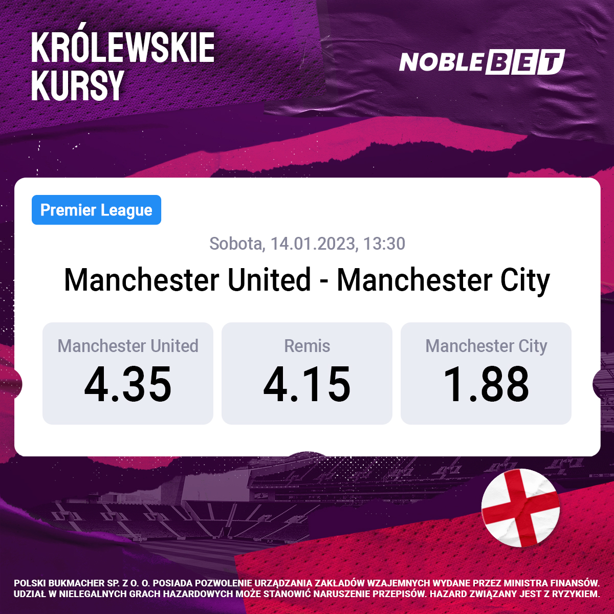 Noblebetpl's tweet photo. Ostatnie derby Manchesteru zakończyły się wynikiem 6:3. Dziś też postrzelają na Old Trafford? ⚽ Hit Premier League bez marży w Noblebet! #KrólewskieKursy👑

⚠ 𝗡𝗔𝗝𝗟𝗘𝗣𝗦𝗭𝗘 𝗞𝗨𝗥𝗦𝗬 𝗡𝗔 𝗥𝗬𝗡𝗞𝗨:
▶ https://t.co/yDsQXVRGWp https://t.co/i2NRZ8dLrJ