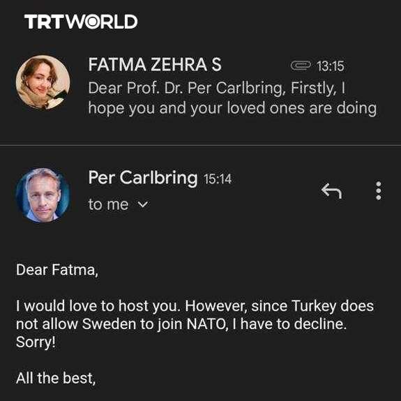 clashreport's tweet image. A #Turkish student who had secured Erasmus+ funding had her application to #Stockholm University rejected by a Swedish professor over #Türkiye’s stance on #Sweden’s #NATO bid.