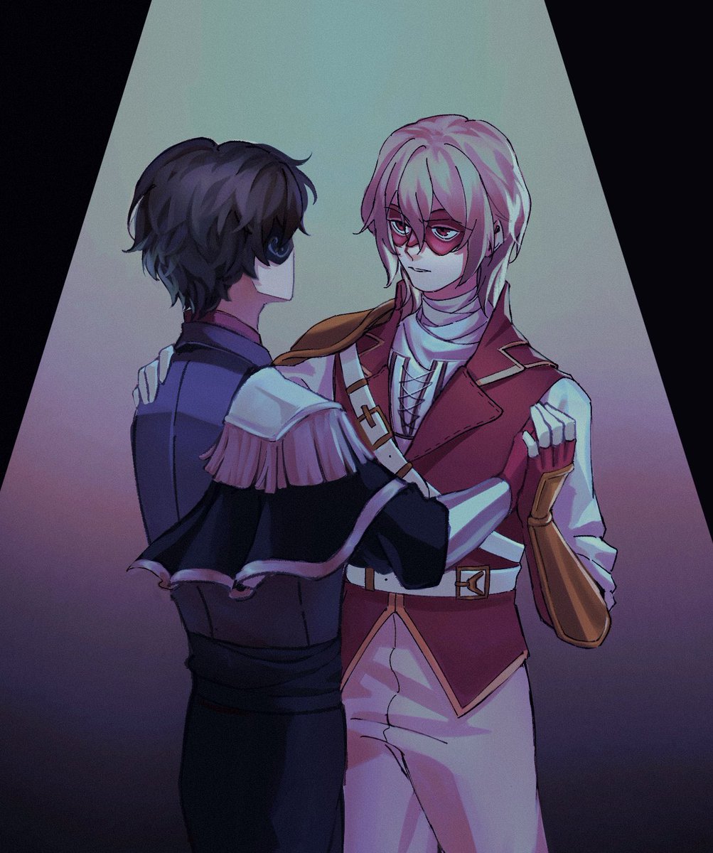 _liuyue__'s tweet photo. i think they should go to a masquerade 

designs from @hhaeyeun’s swap au

#P5R #shuake #主明 https://t.co/AkfbkAVLgp