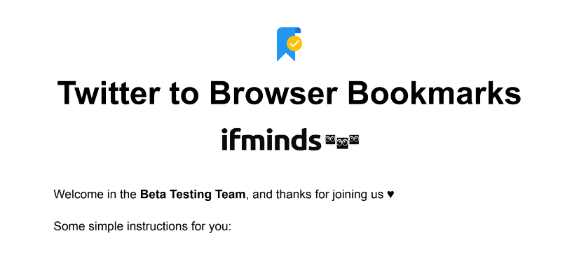 DambroAnt's tweet photo. Just shared the first #beta version of Twitter to Browser Bookmarks with the lovely people who applied to #test it 💕

Waiting for precious #feedback!

Coming soon a mind blowing solution for the #mobile integration, stay tuned!

#buildinpublic #developers https://t.co/V1P9mP1ttz