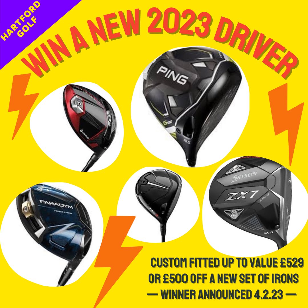 HartfordGolfC's tweet image. 🚨WIN A 2023 CUSTOM FITTED DRIVER 🚨

To enter:
1. FOLLOW US 🙌🏻
2. LIKE &amp;amp; RETWEET this post 😍
3. TAG 3 friends🏌️‍♂️
4. Enter on FACEBOOK &amp;amp; INSTAGRAM to increase your chances of winning🤞🏻

Win a new driver £529 value or £500 credit towards new irons 🔥

UK entries only, drawn 4.2.23