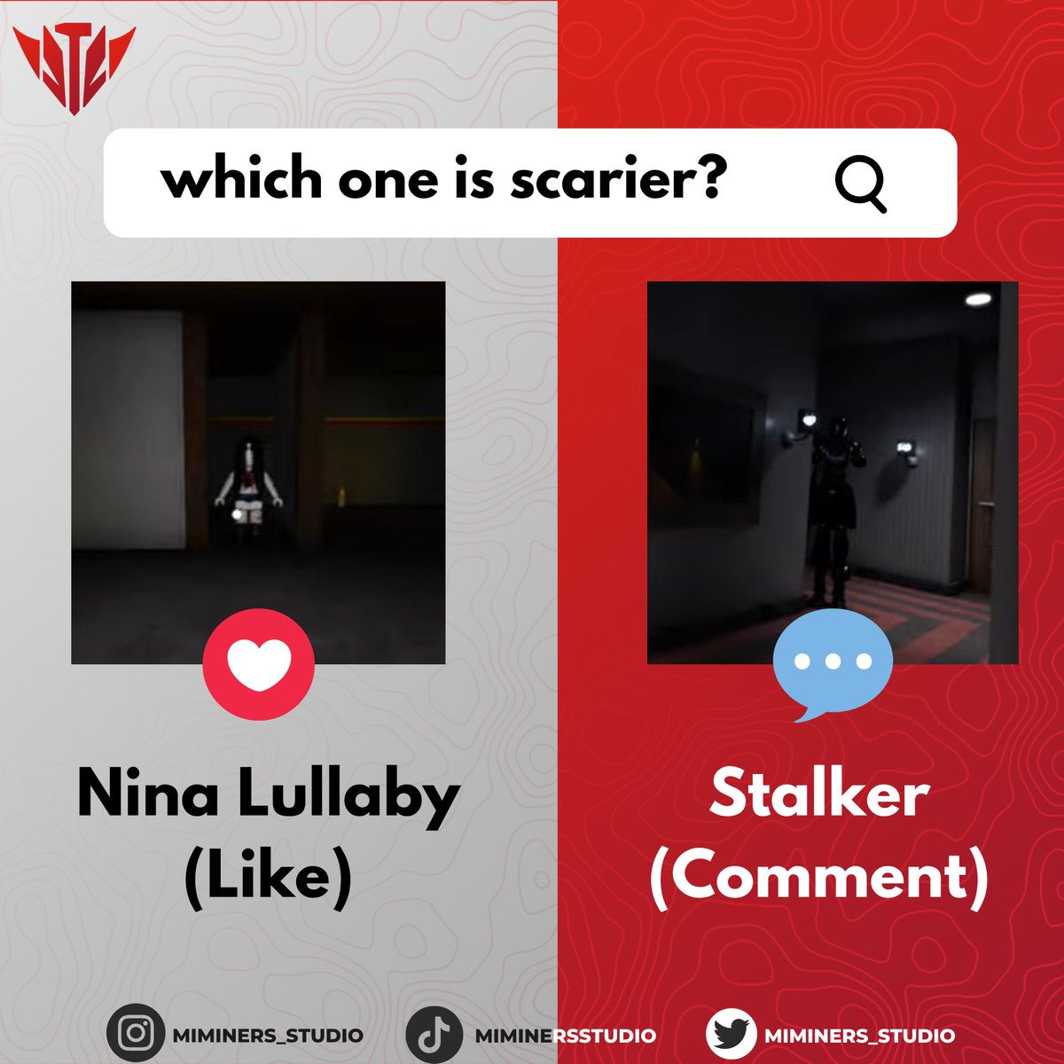 Who do you think is scarier? 
With ❤ = Nina and ♻️ = Stalker!

Please contact our E-mail if you want to do a corporation with us!
📧 msmanagement.id@gmail.com

#roblox #robloxdev #horror