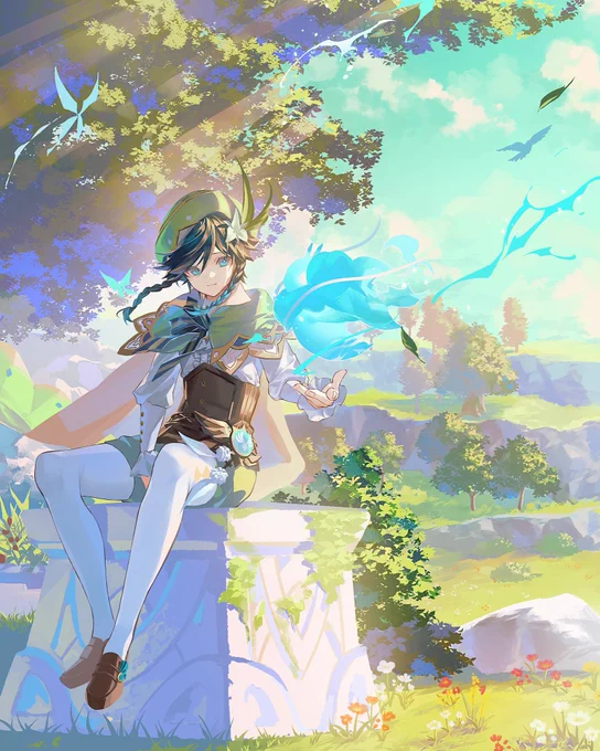 フォロワーさんのスクショを自分の絵柄で描く③#原神 #GenshinImpact #venti 