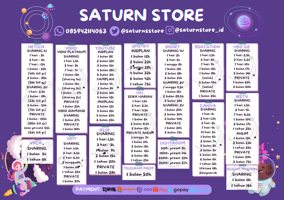 saturnsstore's tweet photo. Helloo everyone 🦋 Saturn store is here for you, if you need premium app, unlock file, zoom, verif/nokos, lysn bubble, tiket dufan, game needs, sosmed needs, trade saldo, coin line/webtoon, pulsa/kuota &amp;&amp; token listrik please contact saturn store on wa or dm 🪐 https://t.co/BFulD38SgD