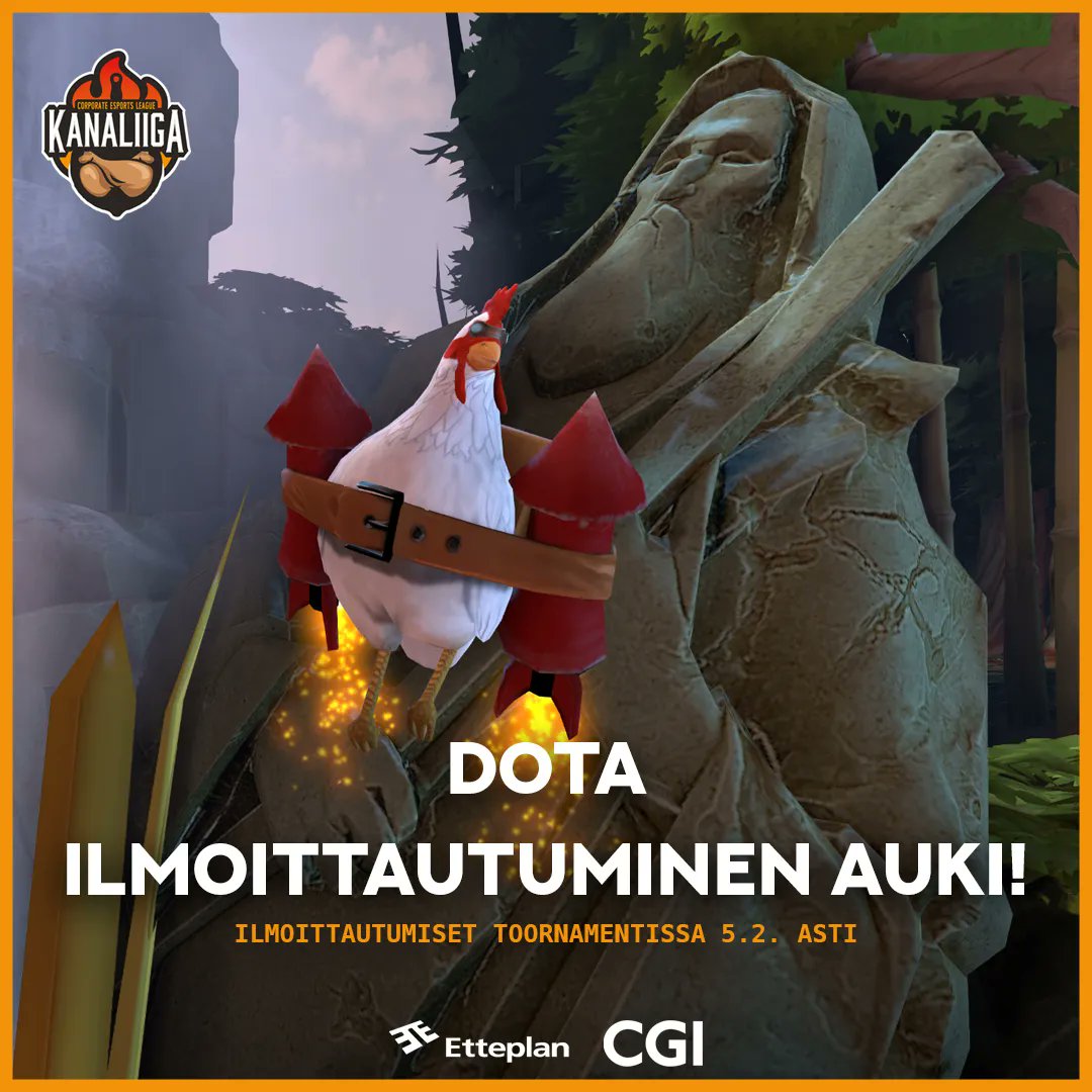 Dotan yhdeksännen kauden ilmoittautuminen on nyt auki! 

Ilmoittautua voit 5.2. asti Toornamentissa
buff.ly/3QD1vD8 

Lisätietoja löydät Kanaliiga.fi:n Dota-sivulta

#dota #firmaliiga #esportsfi