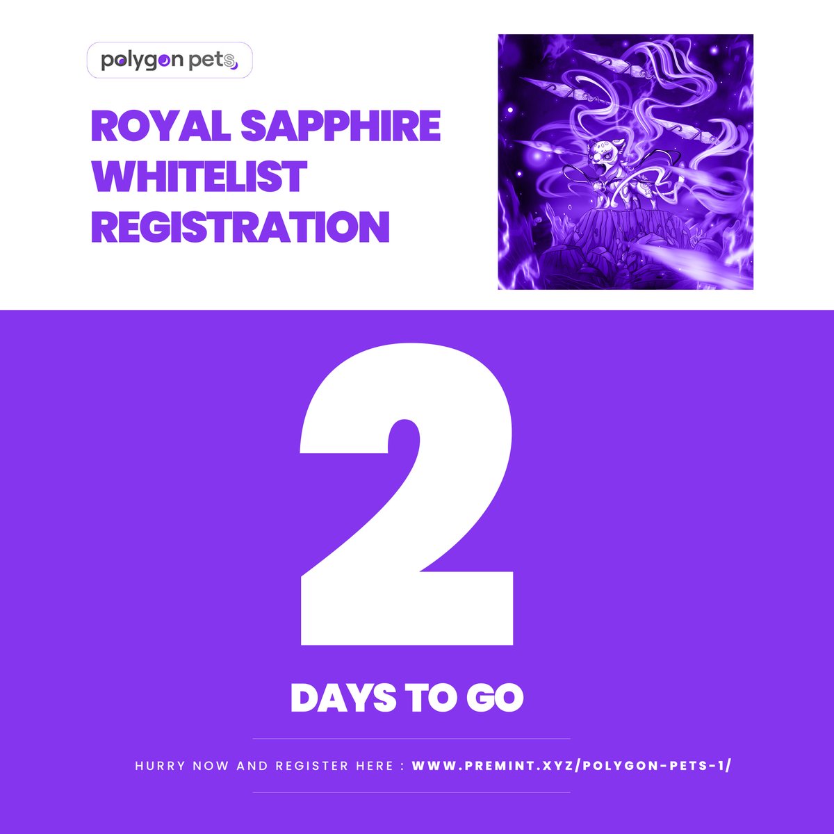 PolkaPets's tweet photo. Are you on the list?! ๐
Our Royal Sapphire rarity #PolygonPets, in partnership with @0xPolygon, will be available to mint for FREE this week!
The thing is, youโve only got until MONDAY 4pm UTC to get on the mint whitelist!!
Enter now ๐ https://t.co/nl8cCwpAOQ https://t.co/2Ges2aFHuy
