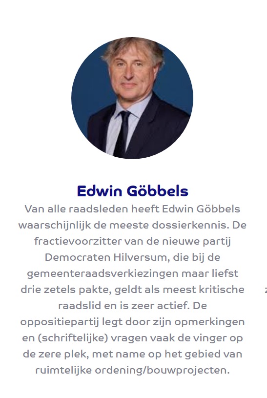 De fractievoorzitter van Democraten Hilversum is met 5 andere raadsleden genomineerd voor de publieksprijs "politicus van het jaar 2022 Hilversum." Beschrijving  van de genomineerde kunt U lezen op hilversummers.nl/web/guest/poli… . Stemmen kan via deze poll poll.fm/11279460