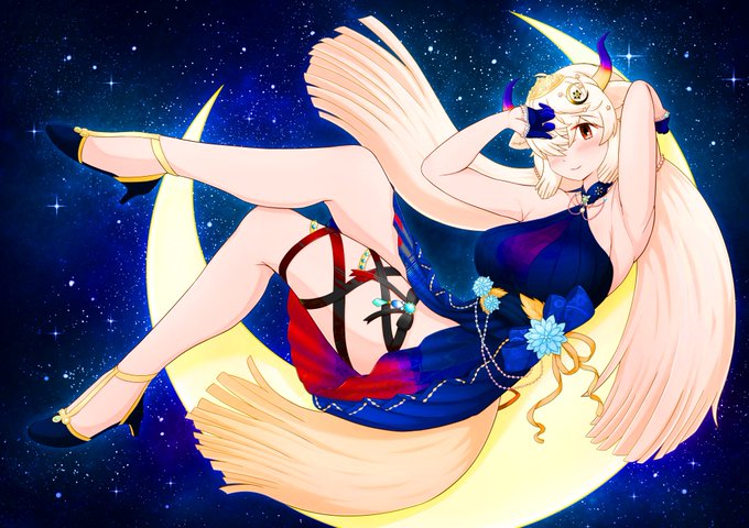 #絵を彩度100にすると超派手 
青の主張が激しくなると印象変わるわね 