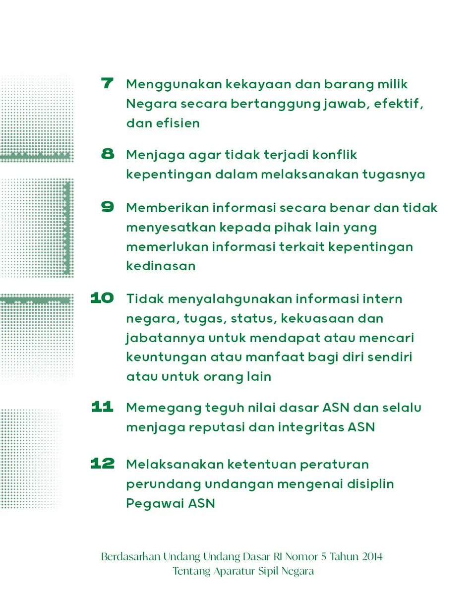 bpsdmjabar's tweet photo. Dua belas kode etik dan kode perilaku ASN
Sudah tahu belum #bestie.
Nih, mimin kasih tahu ya.
Tunggu info ASN selanjutnya 🥰
@ridwankamil
@uu_ruzhanul
#RidwanKamil
#bpsdmjabar https://t.co/ByAVn0UFVk