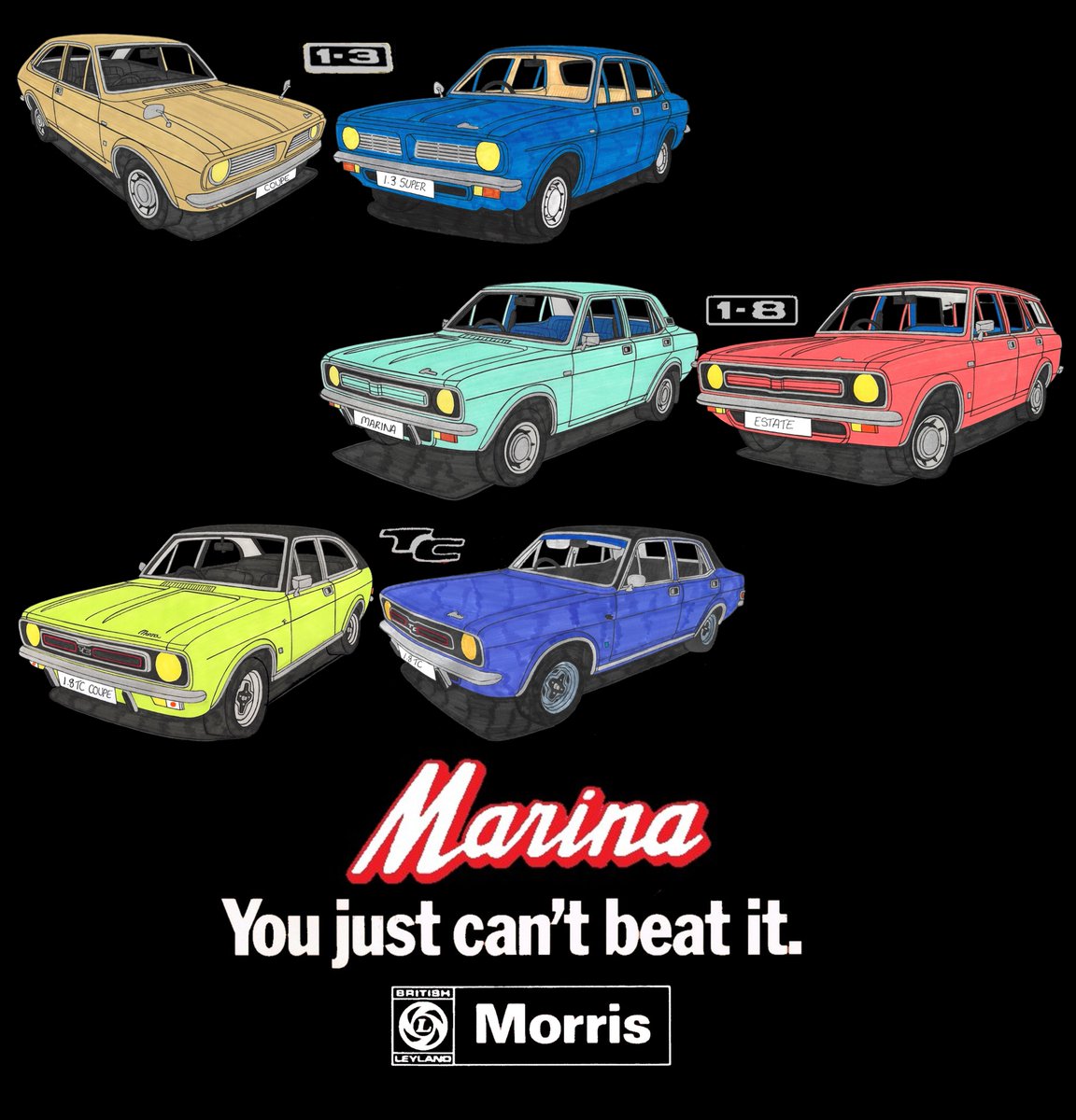 Hi all, I decided to create this to cheer myself up a bit. What you think?😊#britishleyland #morrismarina #morrismarinacoupe #morrismarinasaloon #morrismarinaestate #morrismarina1300 #morrismarina1800 #morrismarinatc