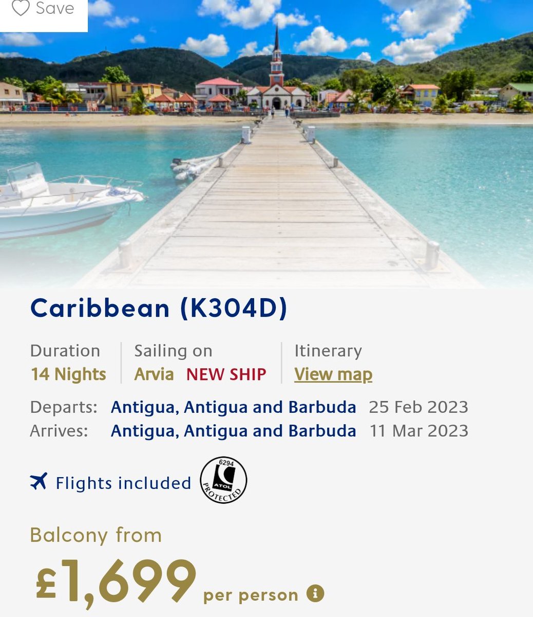 j8joeburns's tweet photo. @pandocruises can anyone explain why you charge less for a 2 week cruise than a 1 week cruise?

Both on the same ship and returning on the same date so effectively the 1 week is the 2nd half of the 2 week.

Seems baffling to us. https://t.co/dSv2o4Wkd6