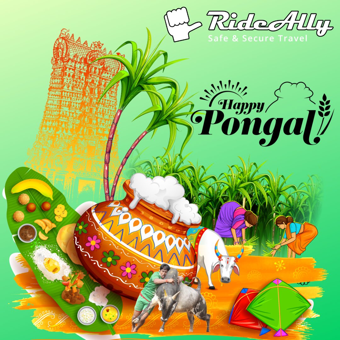 rideally's tweet photo. May this new season be overflowing with blessings and prosperity. RideAlly wishes you - Pongal Dhinam Nal Valthukal. #Pongal2023 #Happy Pongal #RideAlly #Bangalore #Pune #Mumbai #Hyderabad https://t.co/yI3OQKnkiO