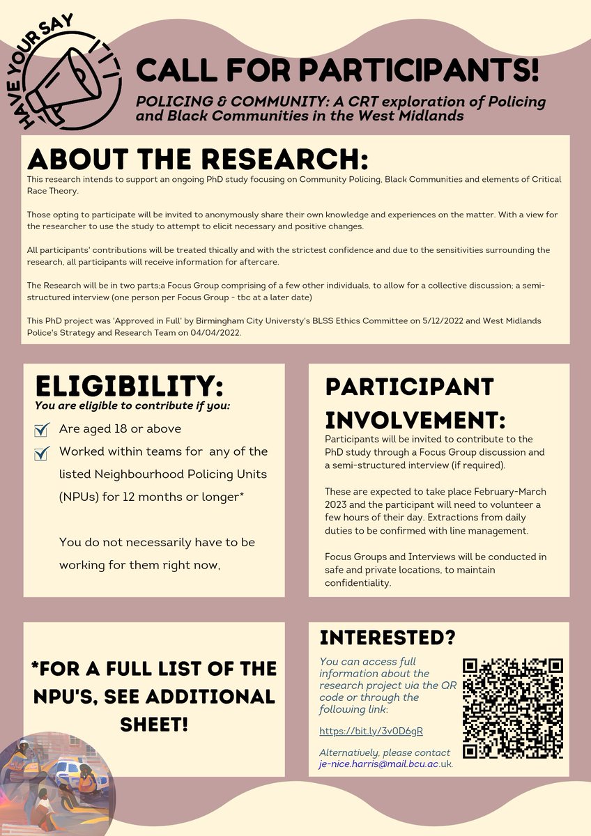 Criminolojen's tweet photo. 👋🏿 Hi I'm Jen. PhD Researcher; Founder of Criminology orgs @TheCrimiTalk &amp; @TheBCNetwrk; Black Woman on a mission to be the best version of herself; Glass is half full kinda person. Feel free to tweet &amp; connect

I'm seeking participants for my PhD. See info below, please share🌸 https://t.co/y6araHVDB6