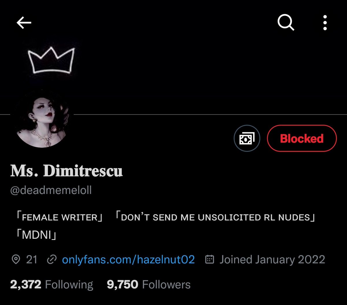 ((Update: They also run a big lewd Alcina Dimitrescu account.

Thank you Astro for letting me know.))