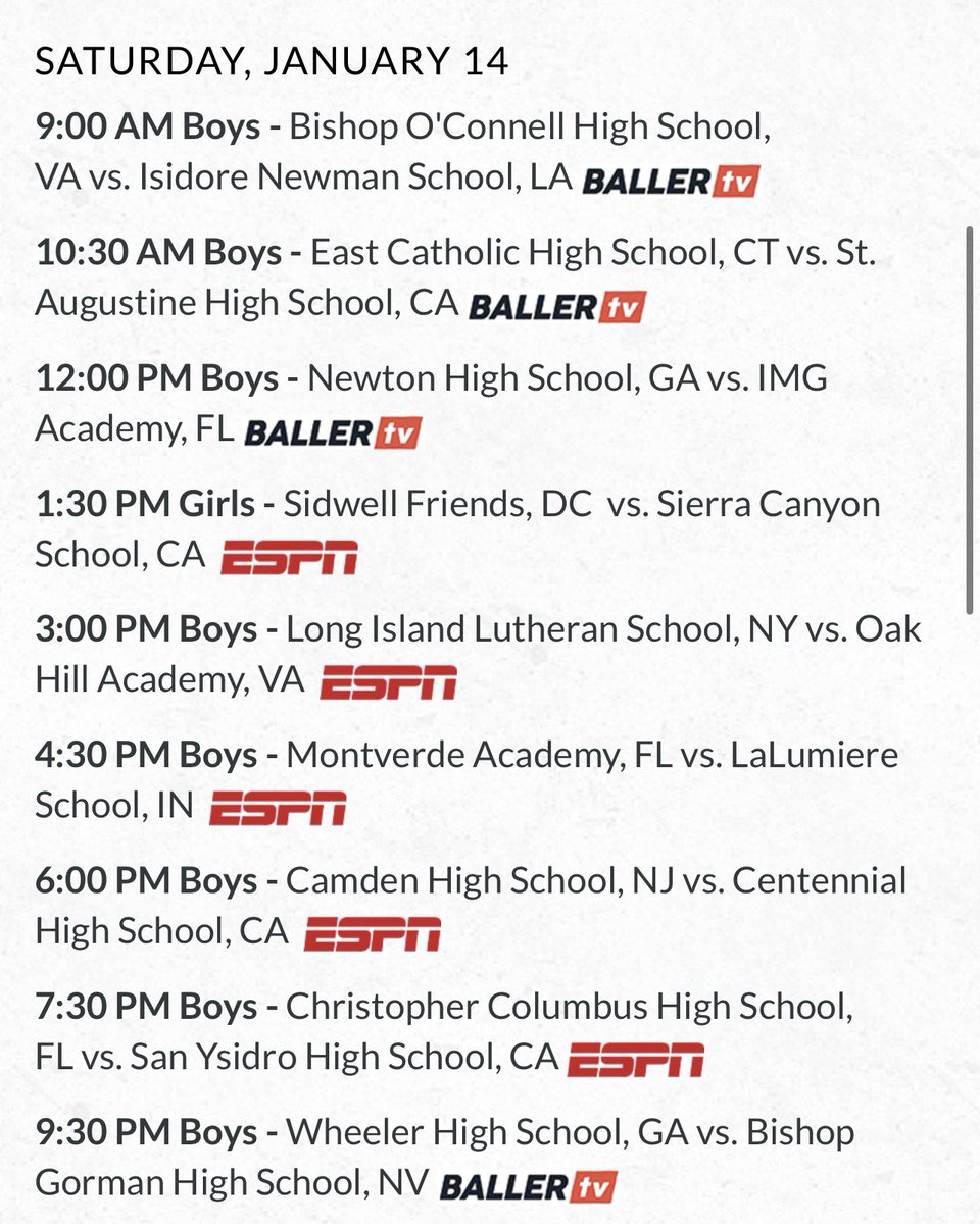 Hoophall Classic history today with 9 TOTAL games. @BallerTV coverage starting at 9am/ET and @ESPN coverage starting at 1:30pm/ET. 🍿 #HHClassic