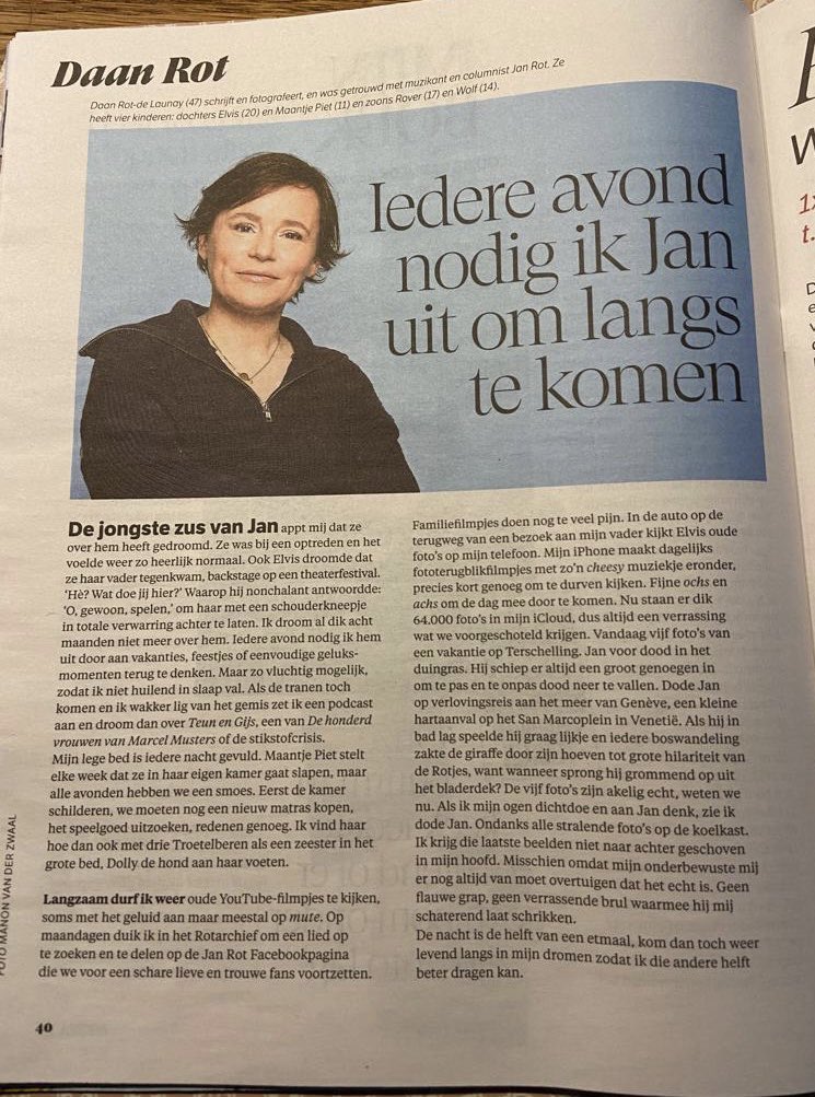 PoelmanJos's tweet photo. Hartbrekend, de column van Daan Rot in @ADnl van 14 Jan.2023. Over intense liefde, diep verlangen en niet loslaten. #rouw #JanRot #DaanRot @maandagdaandag https://t.co/saN4i9hHnD