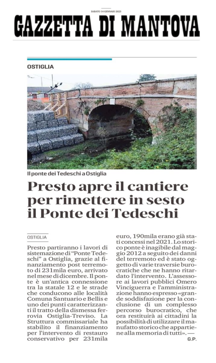comuneostiglia's tweet photo. AL VIA I LAVORI A PONTE TEDESCHI. https://t.co/gOica0dcWS