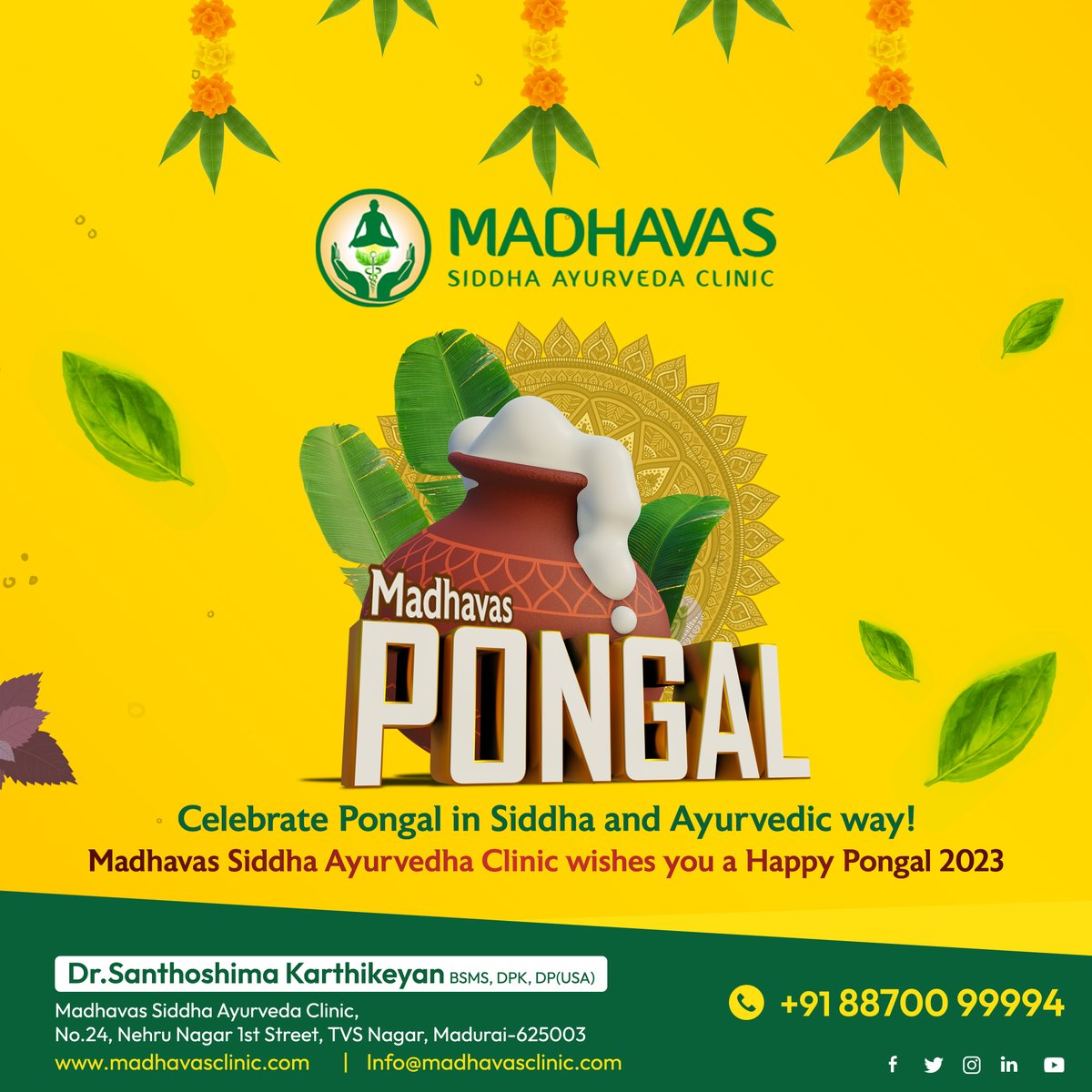Madhavas Siddha Ayurvedha Clinic wishes you a and your family a very Happy Pongal 2023

#ayurvedic #ayurvedicmedicine #ayurvedictreatment #ayurvedicproducts #ayurvedicherbs #ayurvediclife #ayurvedichealing #ayurvedictips #siddha #pongal #happypongal