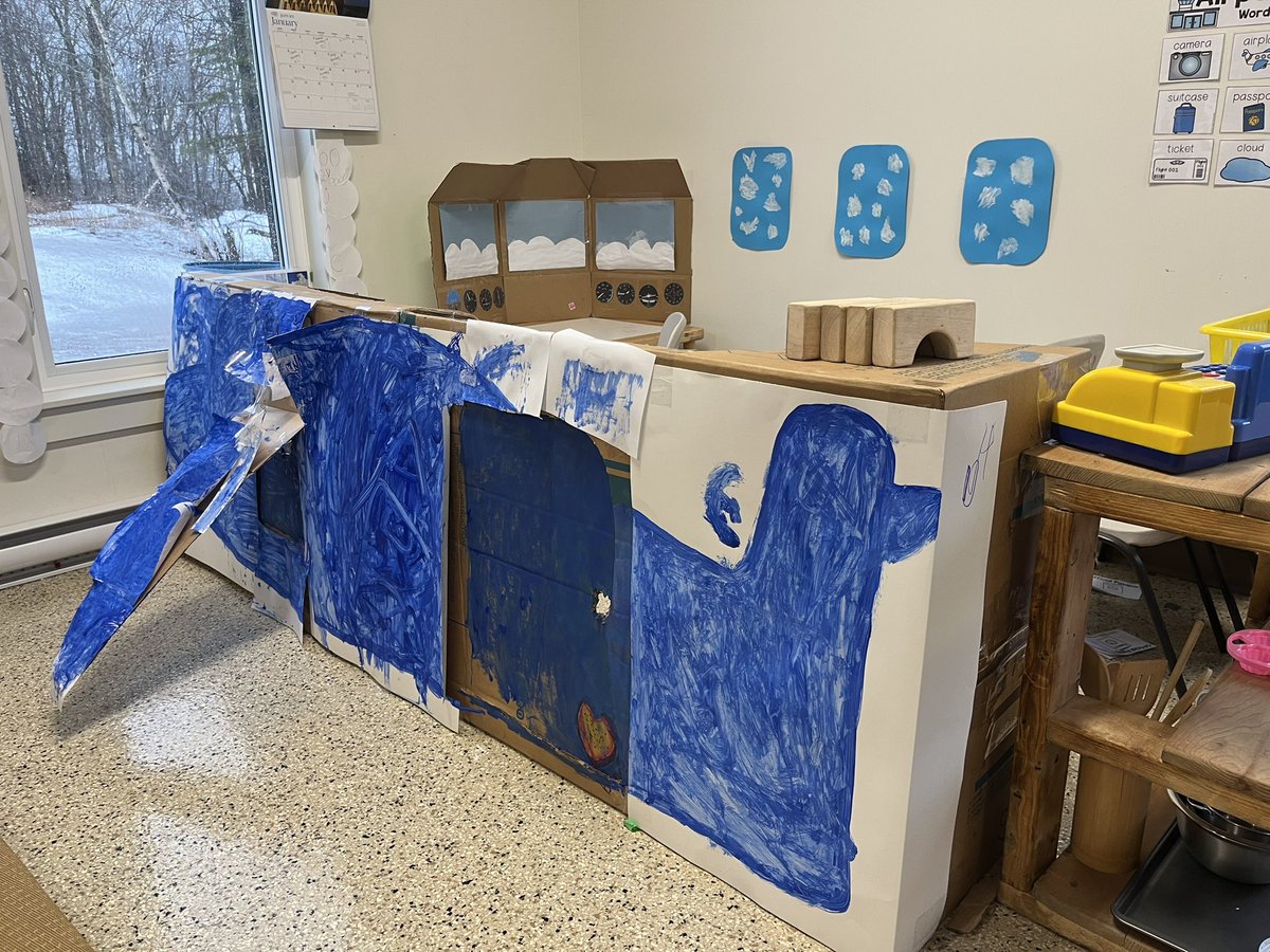 MsRose528's tweet photo. After winter break our PreKfriends came back excited to share that many had travelled or went on vacation. Our dramatic play center transformed into an airport in no time! Friends have been learning through sharing lived experiences and taking that right into their play! https://t.co/j8Hx5cPwog
