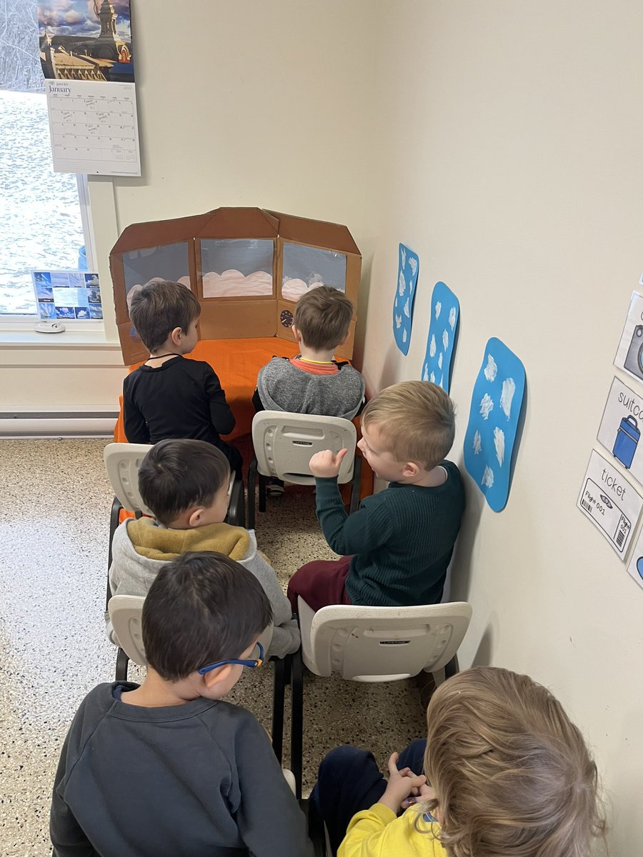 MsRose528's tweet photo. After winter break our PreKfriends came back excited to share that many had travelled or went on vacation. Our dramatic play center transformed into an airport in no time! Friends have been learning through sharing lived experiences and taking that right into their play! https://t.co/j8Hx5cPwog