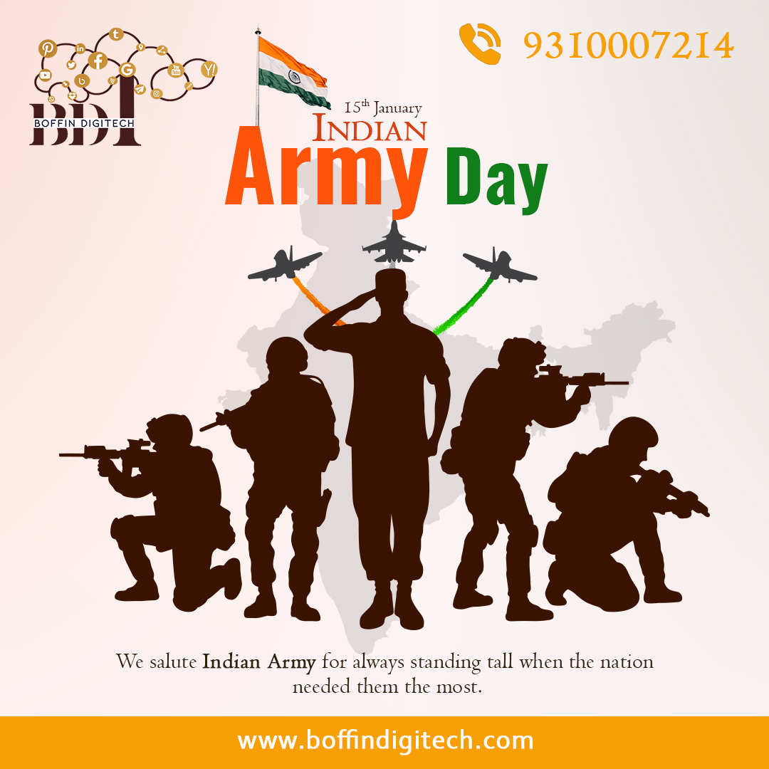 BoffinDigitech's tweet photo. We salute Indian Army for always standing tall when the nation needed them the most. Warm greetings on the occasion of Indian Army Day 2023...
.
#digitalmarketing #boffindigitech #digitalmarketingagency #branding #socialmediamarketing #armyday  #indianarmy #armylover #army https://t.co/L053Davh1p