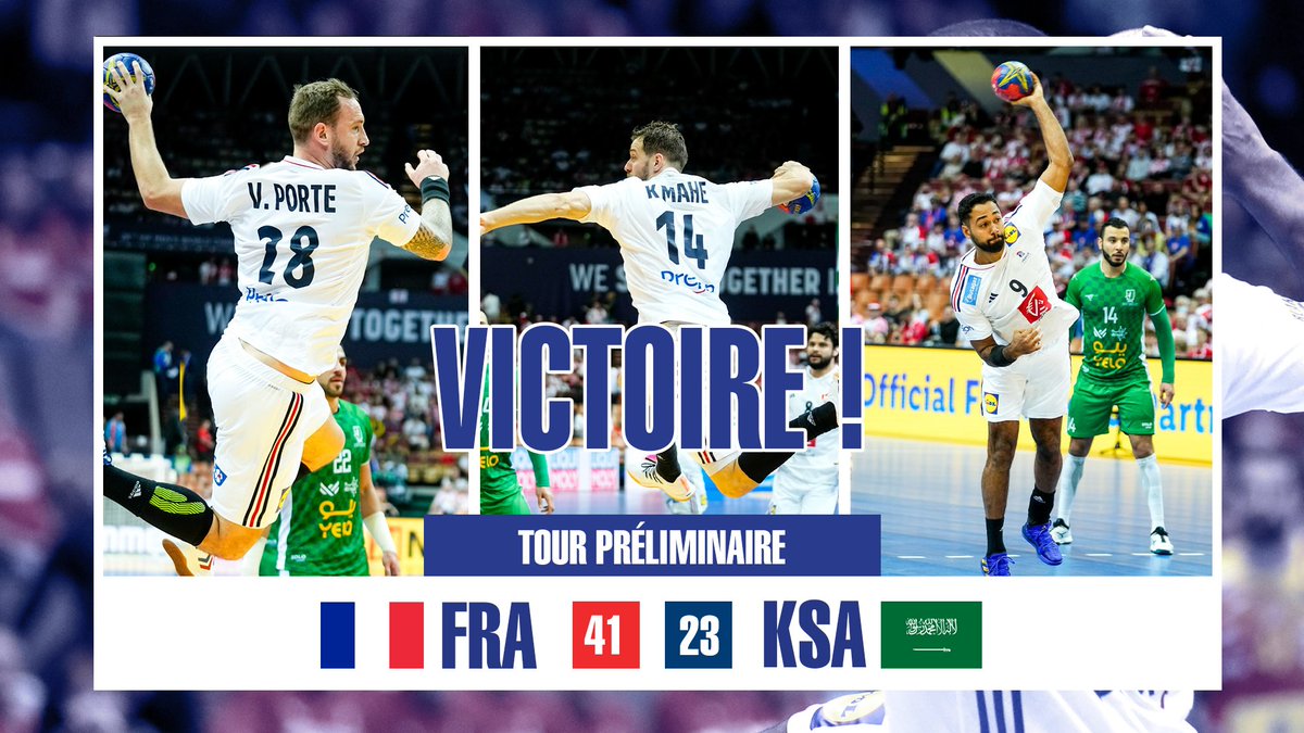 Prefon_Asso's tweet photo. 🔥VICTOIRE ! 🔥
Un sans-faute dans ce début de mondial pour les Bleus. Bravo pour cette entame de compétition engagée et solidaire. Tous avec les Bleus jusqu'à la victoire finale !
#Prefonhand #handball #Bleuetfier #Engagement https://t.co/rIQntFq69n