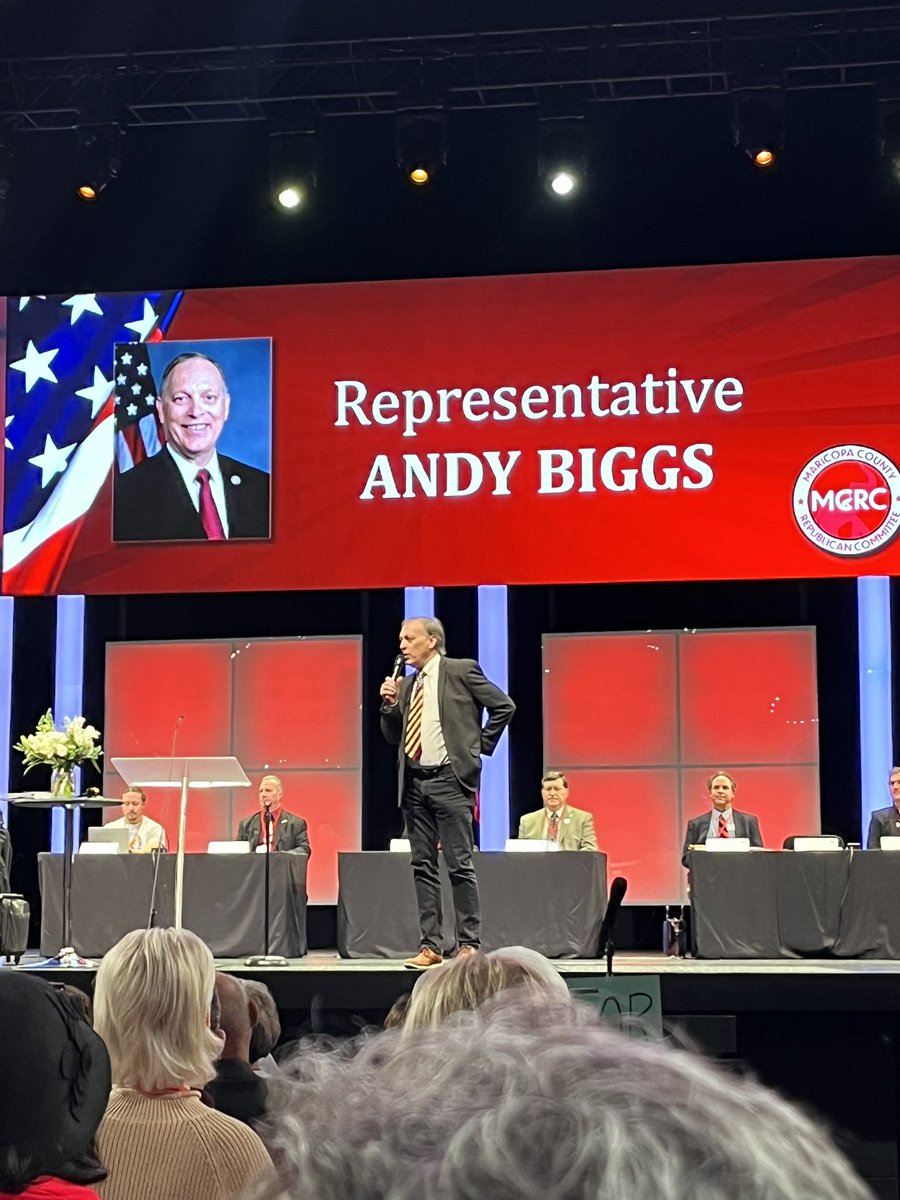 safaribarbie3's tweet photo. Rep. Andy Biggs gets a standing ovation at our annual mtg!! Voting for America First officers. #mcrc #MaricopaCountyGOP #PrecinctCommitteeman https://t.co/Sf67L4tGlF