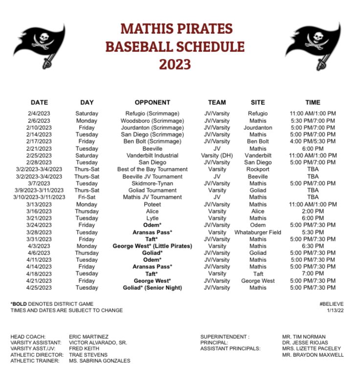 MathisBaseball's tweet image. One week away! 🏴‍☠️⚾️
@MathisAthletics @Coach_DS3 @CoachEMartinez  

#Believe
