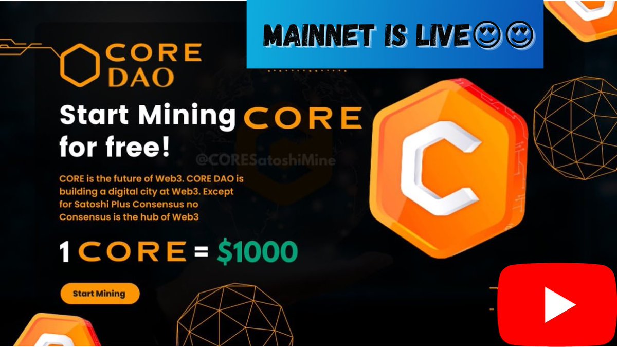 price_disco's tweet photo. Satoshi Core Dao Mainnet is Live✅ || core mining exchange Listing News || core token latest updates😍
#CoreMainnet #coredao #CoreMining #core
Please subscribe the channel for little motivation.
https://t.co/ftFTlZa48r https://t.co/2CcnvYAOBK