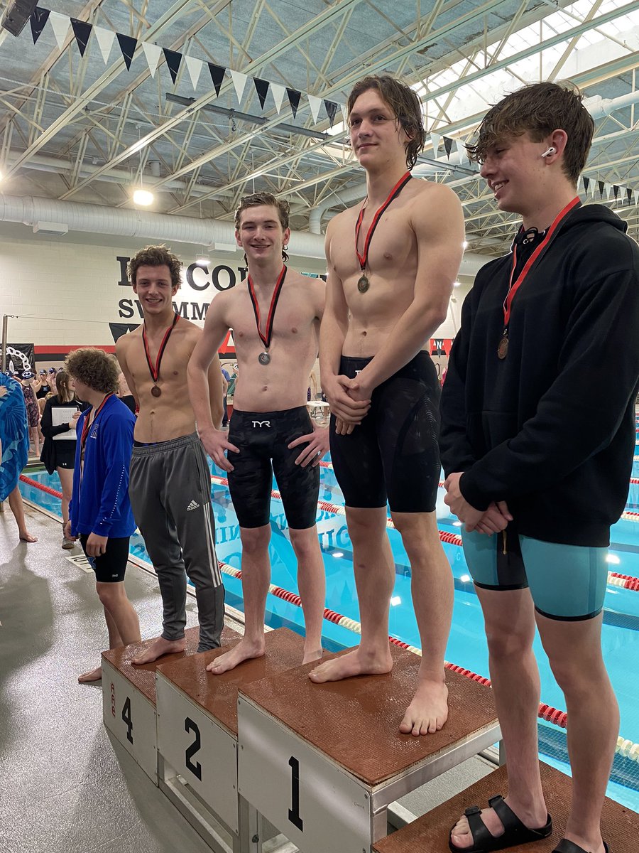 Congrats to our 200IM medal winners .. Cooper Leibhart 4th and Tanner Schmid-Sutton 2nd with a new school record previously held from 2009 with a 2:06.27