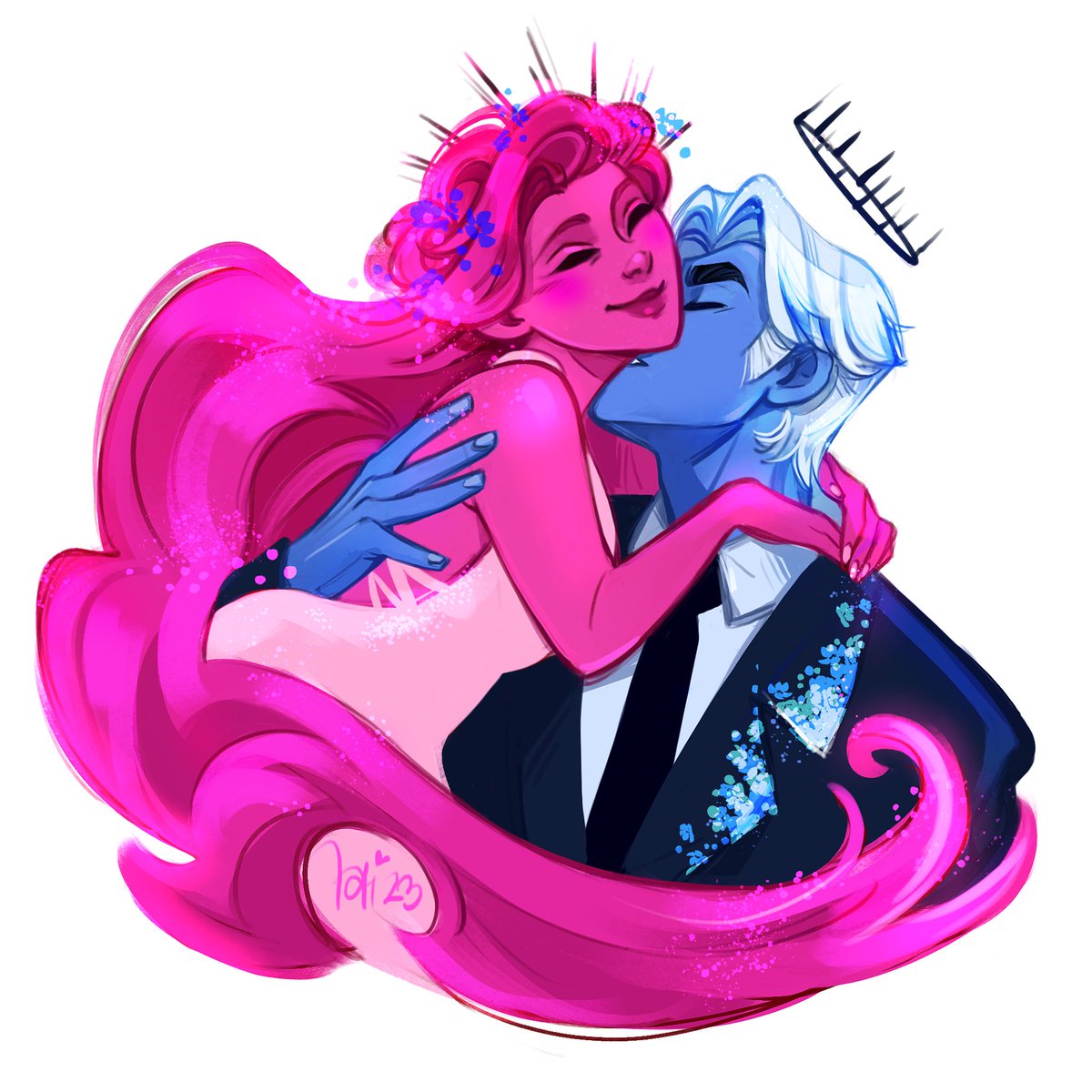 King & Queen of the Underworld doodle to warm up your day 👑💖💙
.
Lore Olympus belongs to @used_bandaid 
.
#loreolympus #loreolympusfanart #webtoon