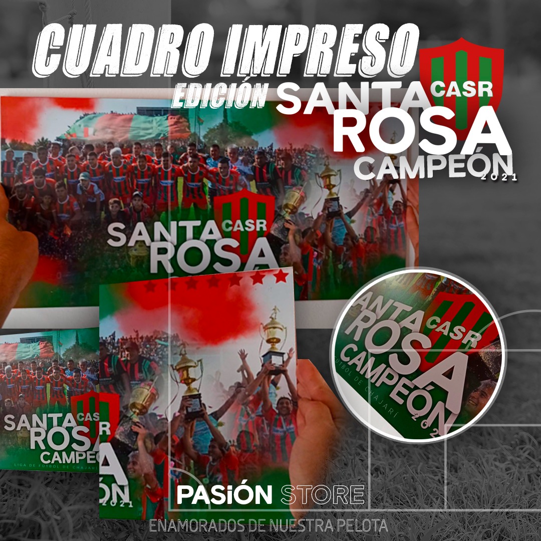 ¡LA SÉPTIMA CONSAGRACIÓN MERECÍA SU CUADRO ⭐ A pedidos de los hinchas de #SantaRosa, largamos el cuadro del Campeón 2021. ¡Reservalo! No te quedes con las ganas de colgar esto en el quincho o en tu pieza.

🙌🏻 Se trabaja con una seña del 50%. El resto se abona en la entrega.