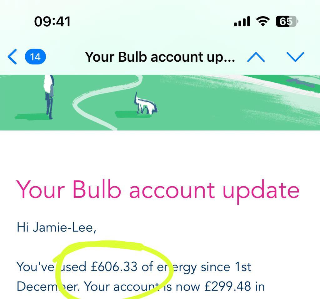 jayellennis's tweet photo. @BulbUK I live in a 2 bed end of terrace house, would you like to confirm where on gods green earth did you pluck these figures from? For one months usage! 

I’ve also asked for a new smart metre ASAP, still waiting to hear back 🤔 https://t.co/0qi3YsGqC0