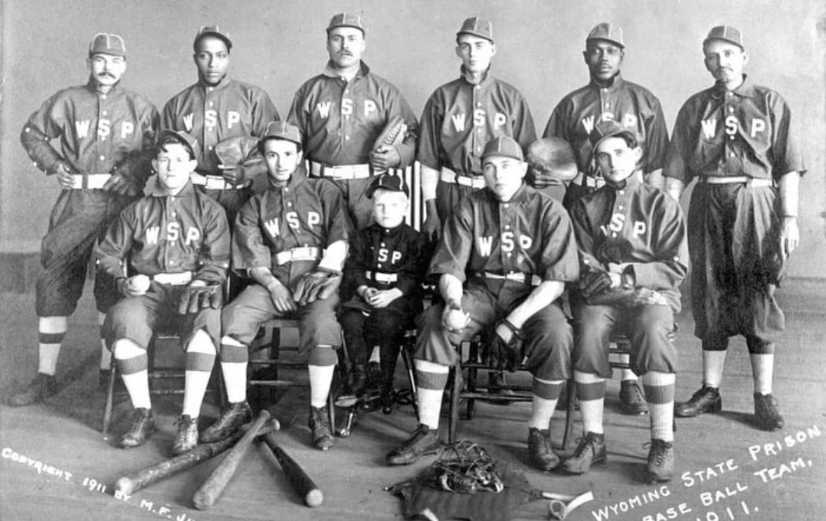 A baseball team of death row inmates in Wyoming, 1911. For some their executions were delayed only if they kept winning. For others their sentences reduced.
