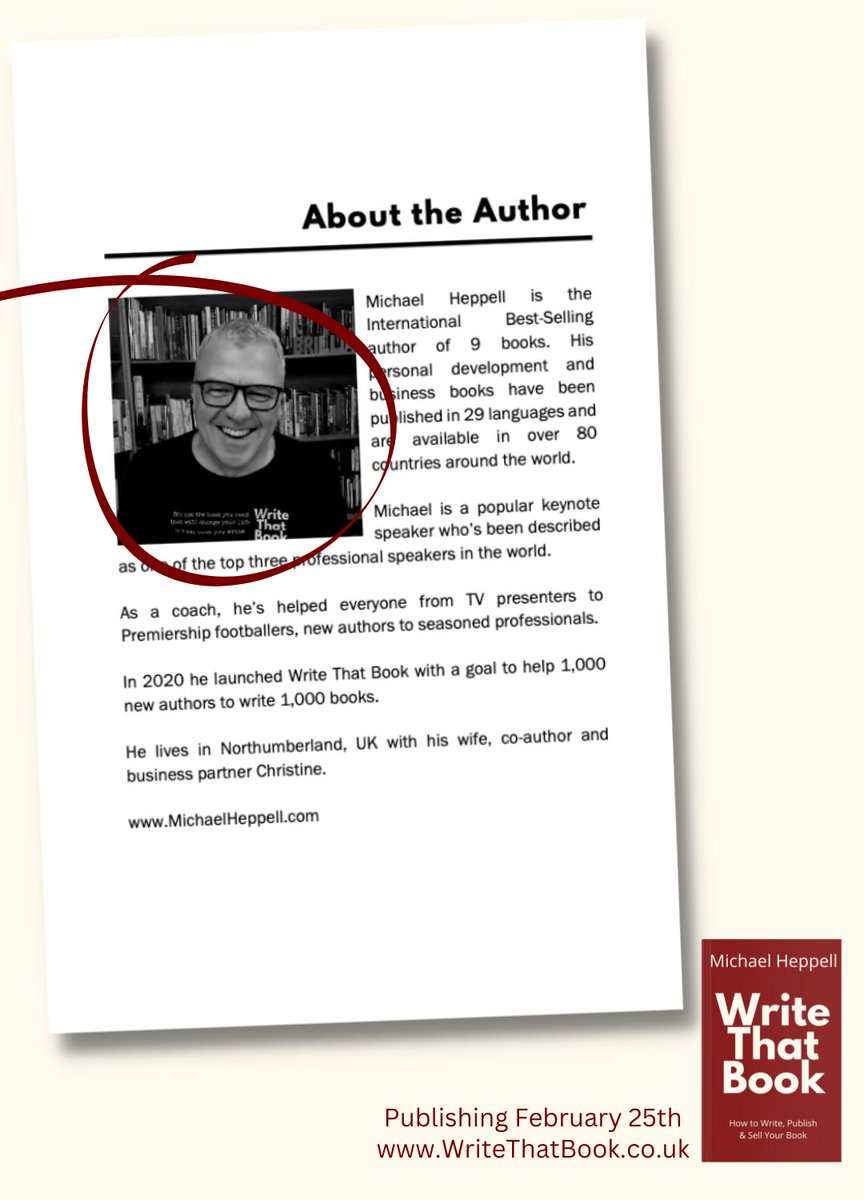 MichaelHeppell's tweet photo. Finding a good author pic is more challenging than you think. 

What do you think of  the one I’ve selected for my new book, Write That Book. 

Should I be more serious? Maybe a black roll neck?   

#authorpic #authorbrand #writethatbook #bebrilliant #howtobebrilliant #newbook https://t.co/odn7tC54jP