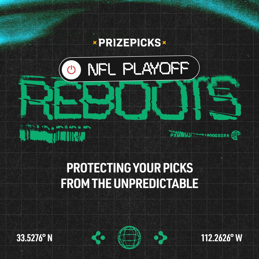 PrizePicks's tweet photo. Don't let the unpredictable spoil your skillfully crafted entries.

With our NFL Playoff Reboots policy, your picks are insured 🔒 ANY player who is injured or ejected in the 1H and doesn’t return will be Rebooted, keeping your entry in play!

Full info:
https://t.co/XE5Vfb5KLD https://t.co/DU5RWYXKJ1
