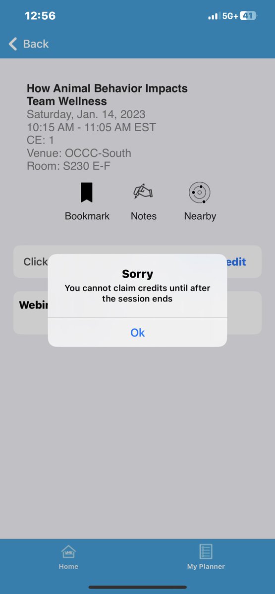 LauraThrows's tweet photo. @The_NAVC Is there an estimated time the app is expected to be back up? I’m trying to add CE and this keeps popping up! https://t.co/eTRdZdtDtr