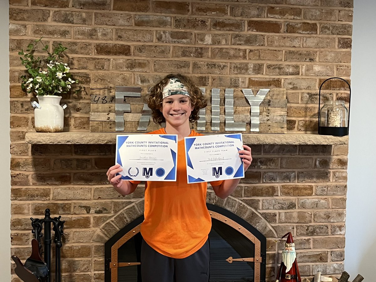 13EMWS's tweet photo. Repeat winner! 1st place York County @MATHCOUNTS Champion! We continue to be so proud of you. @YorkSuburban @YorkSuburbanMS #studentathlete #academicsoccerplayer #3 https://t.co/3iIaLnRli4