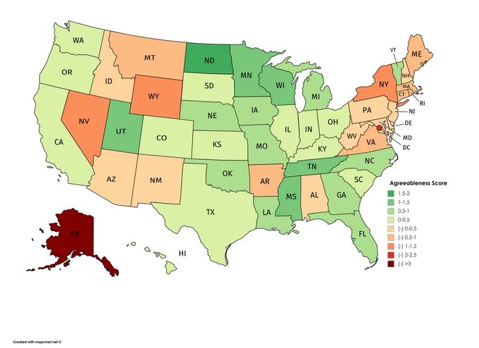 https://en.wikipedia.org/wiki/Agreeableness#United_States seems to show different data