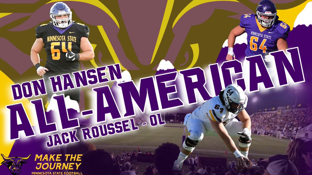 Maverick Football Scoop (@maverick_scoop) on Twitter photo Congratulations to <a href="/_Roussel/">Jack Roussel</a> on receiving Don Hansen All-American status for his contributions to the team during the 22โ <a href="/MinnStFootball/">Minnesota State Football</a> season! Boss Hog of 2022 Jack guided the pen & teammates back, Returning To Dominance in the NSIC for 2 Titles! #MakeTheJourney #RollHerd1-0๐ค Congratulations to <a href="/_Roussel/">Jack Roussel</a> on receiving Don Hansen All-American status for his contributions to the team during the 22โ <a href="/MinnStFootball/">Minnesota State Football</a> season! Boss Hog of 2022 Jack guided the pen & teammates back, Returning To Dominance in the NSIC for 2 Titles! #MakeTheJourney #RollHerd1-0๐ค