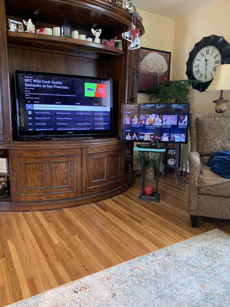 KathyPerret's tweet photo. I’m looking like a sports bar. ❤️💛 Gotta watch both #iowastate vs KU basketball and @brockpurdy13 and the @49ers. 

#CyclONEnation #49ers  #iowastatealum https://t.co/8xiuHv2r6v