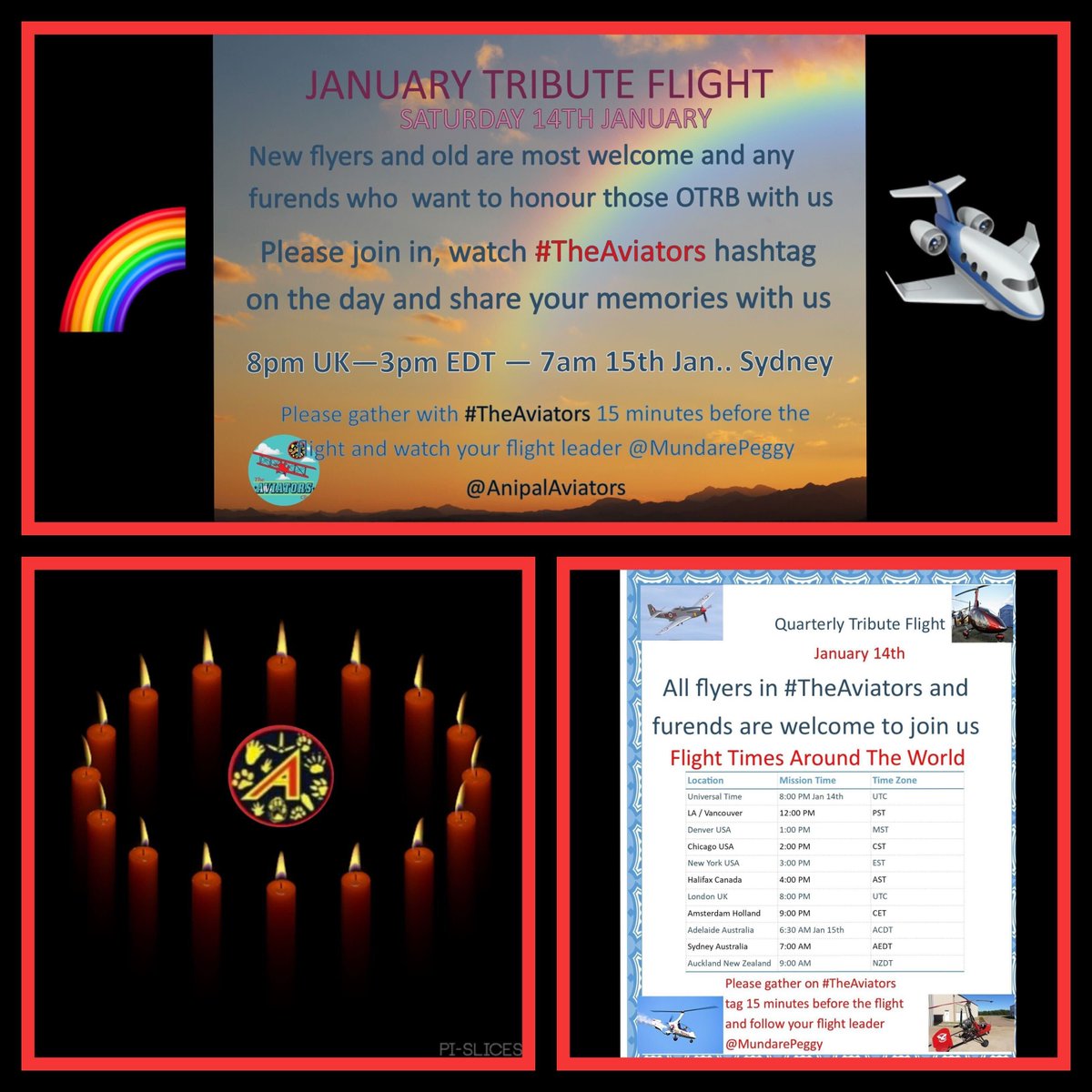 #Hedgewatch #theruffriderz #ZSHQ
#CatsOfTwitter #DogsOfTwitter 

🌈🛩️Feel welcome to join #TheAviators during our Quarterly Tribute Flight todaytonight. To honor and remember. 🛩️🌈