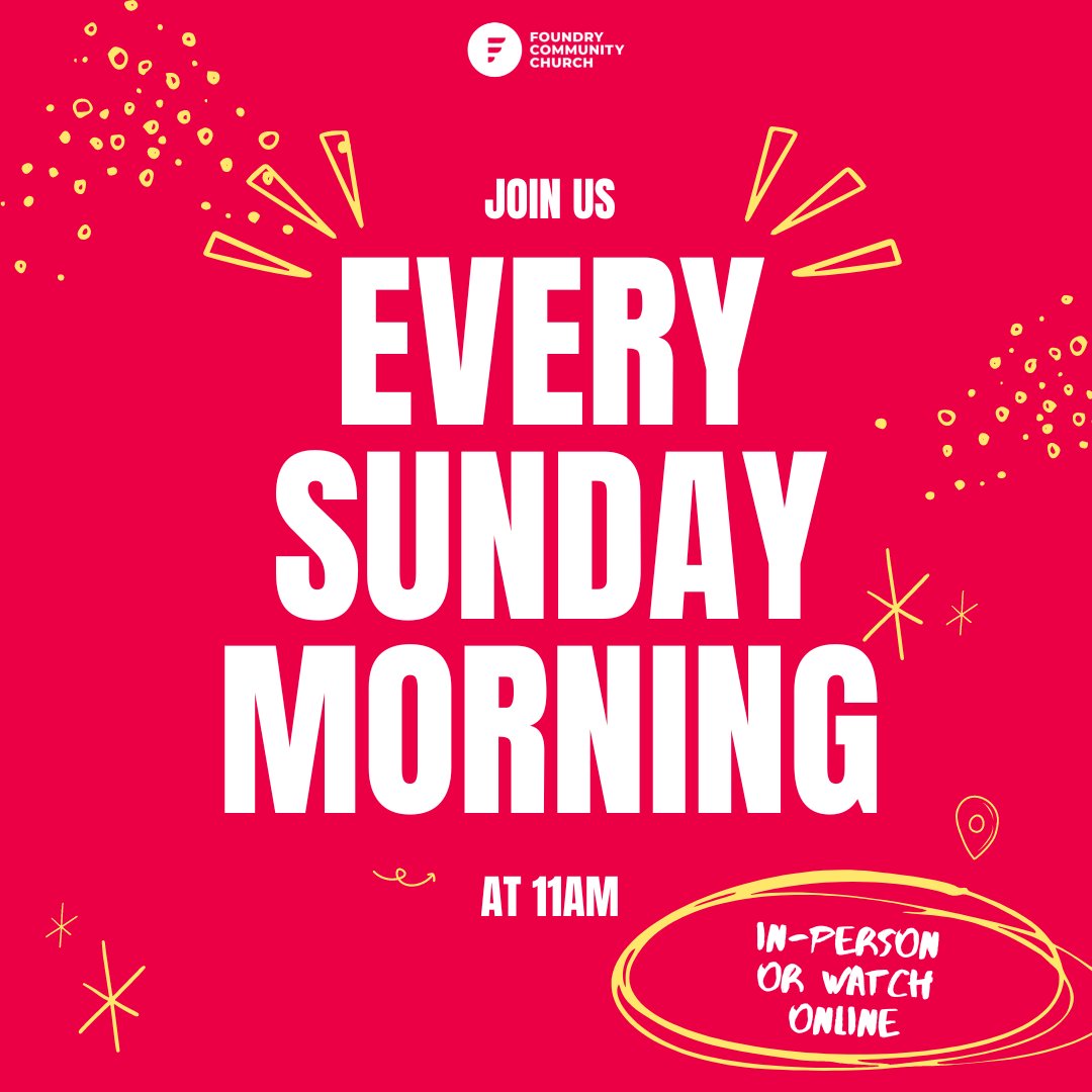 We're meeting this Sunday at 11am at Foundry Community Church (WA8 6DA) or Online (watch.foundrycommunity.church) - See you there! 🤍