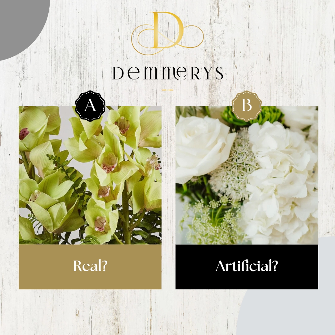 Demmerys's tweet photo. Can you spot the difference between real flowers and artificial flowers? Take a look and see if you can figure out which of these is an original Demmerys arrangement... #artificialflowers #flowerarrangements #artificialflowerarrangements #floralarrangement #flowers #florals https://t.co/brSvBLYV1b