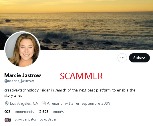 Dezaxe's tweet photo. #SHIBARMY We're asking for your help to eliminate this scammer @marcie_jastrow

He pretends to be the real Marcie Jastrow and tries to scam people in DM

Please report for impersonation @marcie_jastrow ☠️ https://t.co/pLqhTbf5oy