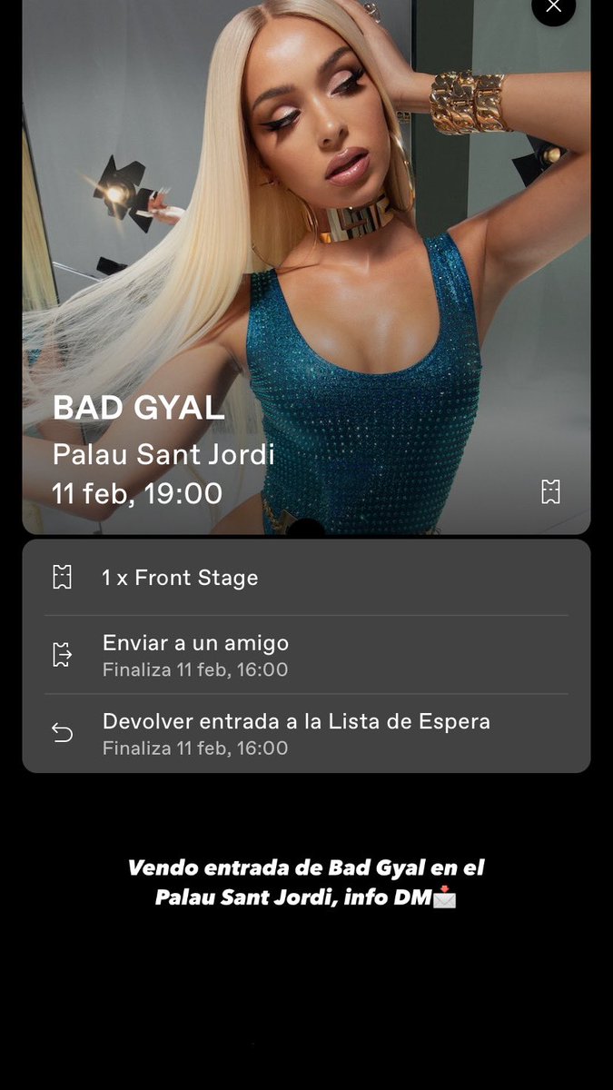 aleexancheen's tweet photo. Vendo entrada de Bad Gyal en el Palau Sant Jordi, ayudadme con un rt tontorron💘🙈 https://t.co/XnNKlzejOw