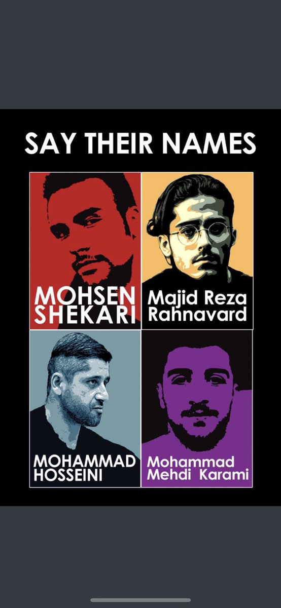 All murdered by terror group in Iran #IRGCterrorists 
#MohsenShekari #majidrezarahnvard #MohammadMehdiKarami #MohammadHosseini