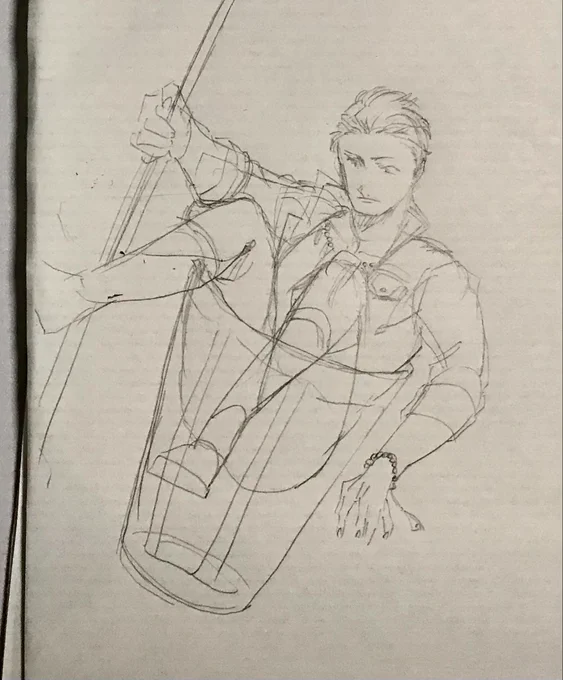 ハマって尻が浮いてる感じも可愛いなと思って下書きを描いていたが塗ってしまうと伝わらない…。 