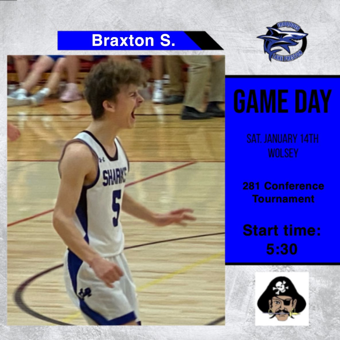 Game day! First game of the 281 Conference Tournament for the Sharks!