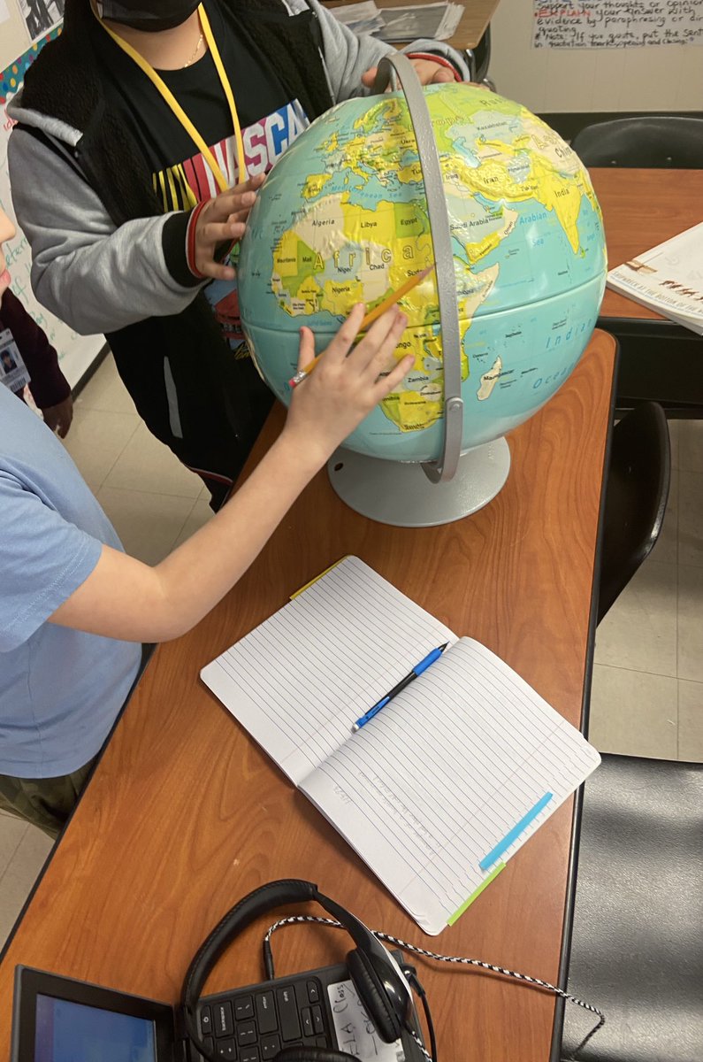 CharityOkafor8's tweet photo. My EB"s Building background knowledge and Making connections with the World globe (Antartica) &amp; the title of the text SHIPWRECK AT THE BOTTOM OF THE WORLD. #TextToSelf #TextToPlace #AldineConectado #TrojansForward ⁦@gwschattle281⁩ ⁦@sweetsouthertea⁩ ⁦ https://t.co/F6fFd23eIG